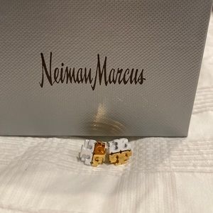 Tory Burch white and gold studs